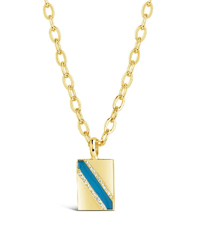 women's chic pendant necklaces -Calliope Enamel Rectangle Pendant Necklace