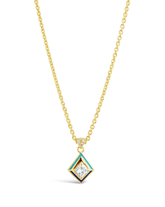 women's chunky necklaces -Azurine CZ & Enamel Pendant Necklace