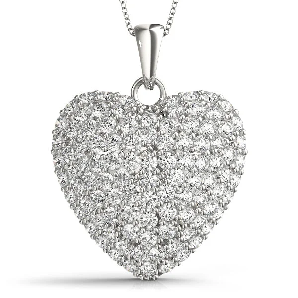 women's elegant pendant necklaces -14K Gold Heart Pave Cluster Diamond Necklace / Pendant