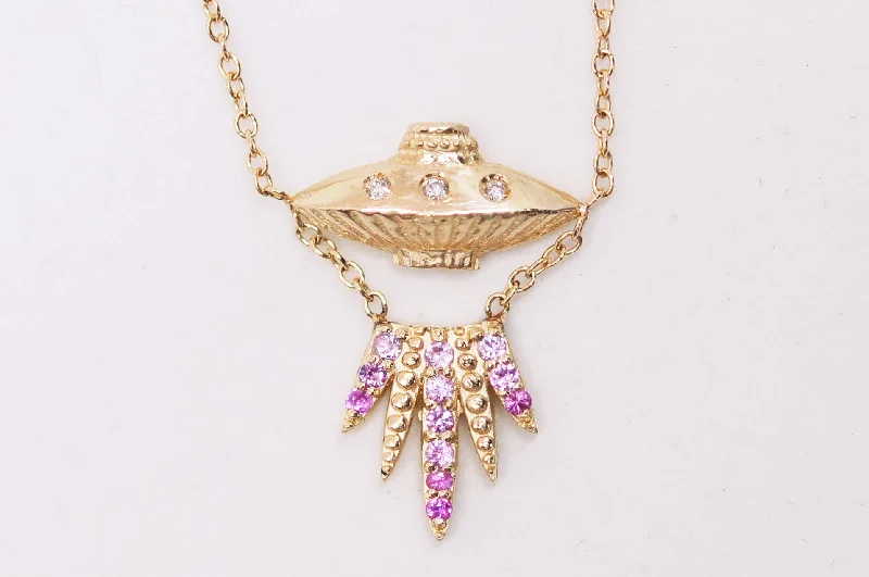 women's luxury diamond necklaces -Sapphire Tender Abduction UFO Necklace