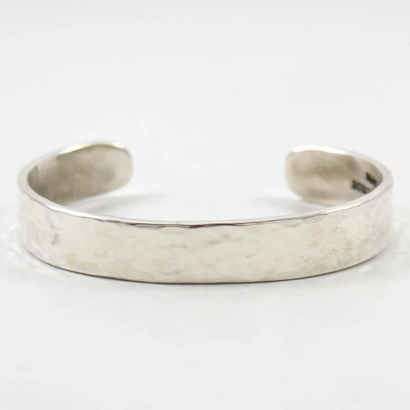 women's custom name bangles -Hammered Silver Cuff