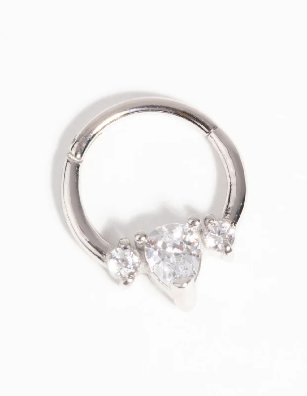 women's statement rings -Surgical Steel Diamante Clicker Ring