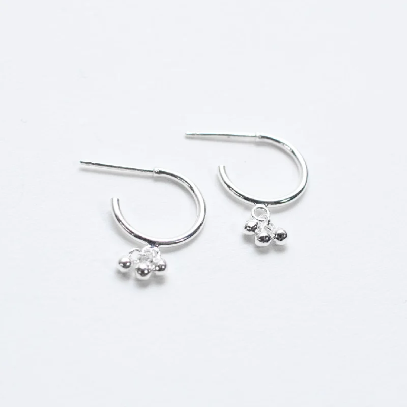 women's drop earrings -Silver Hoops with Hanging Beads