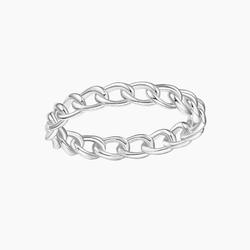 women's personalized rings -3.8mm Sterling Silver Gold Plated Chain Ring