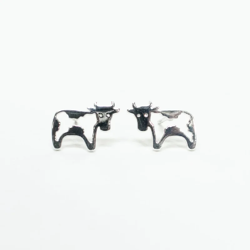 women's casual earrings -Silver Year of the Ox Studs