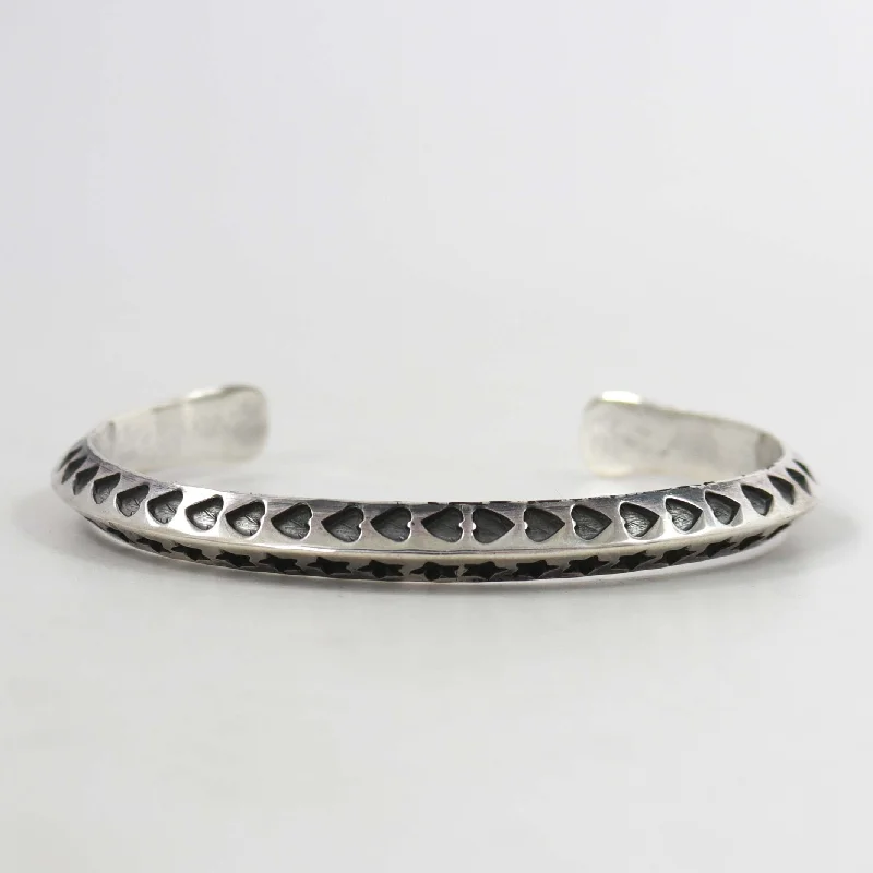 women's sterling silver cuff bracelets -Stamped Silver Cuff