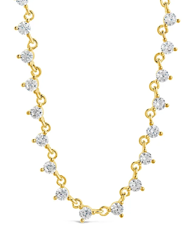 women's fashion necklaces -Brigid Staggered CZ Tennis Necklace