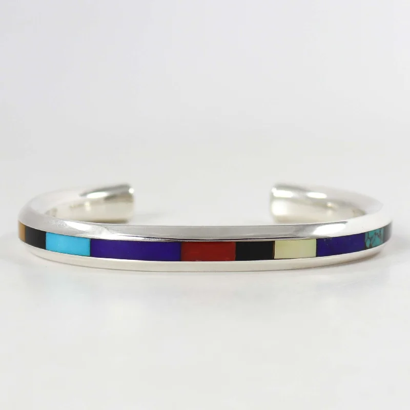 women's vintage charm bracelets -Multi-Stone Inlay Cuff