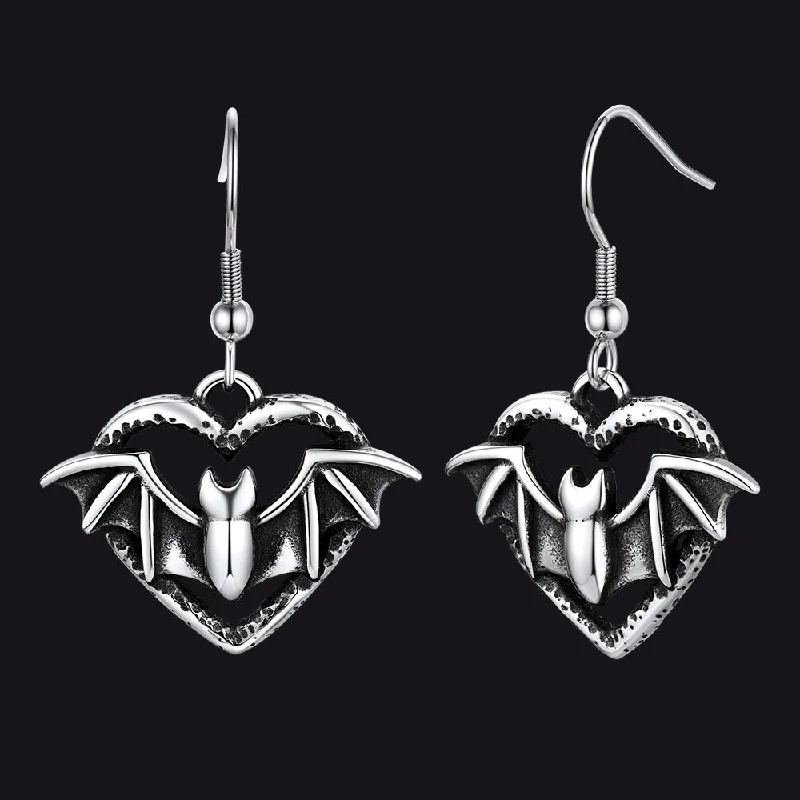 women's matching hoop earrings -Gothic Bat Dangle Earrings for Women