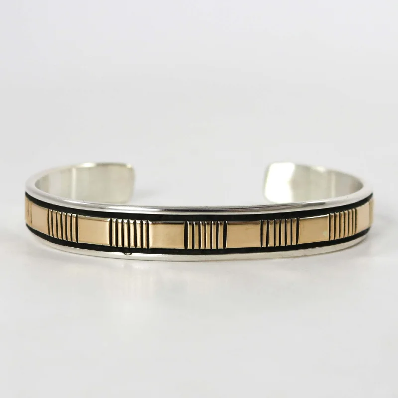 women's beach bracelets -Gold on Silver Cuff