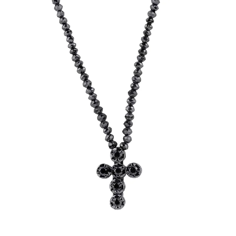 women's luxury necklaces -Black Diamond Cross and Necklace