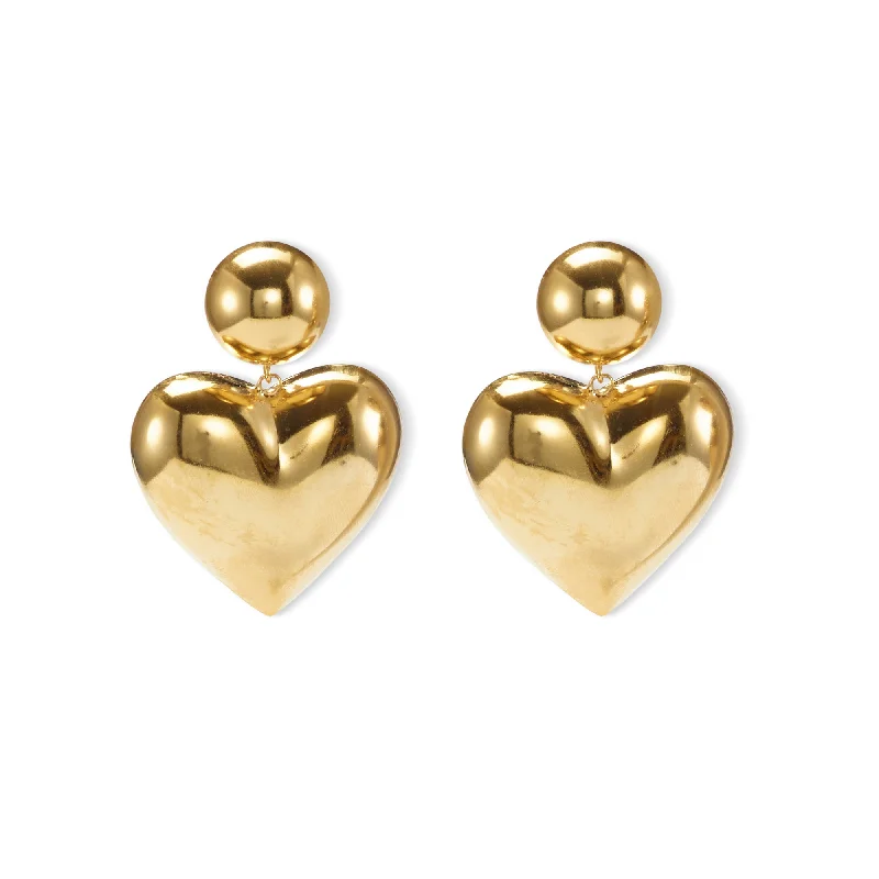 women's silver diamond earrings -Gigi Heart Earrings