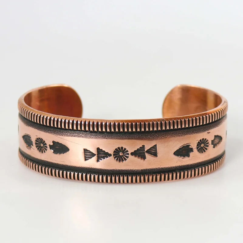 women's eco-friendly bangles -Stamped Copper Cuff