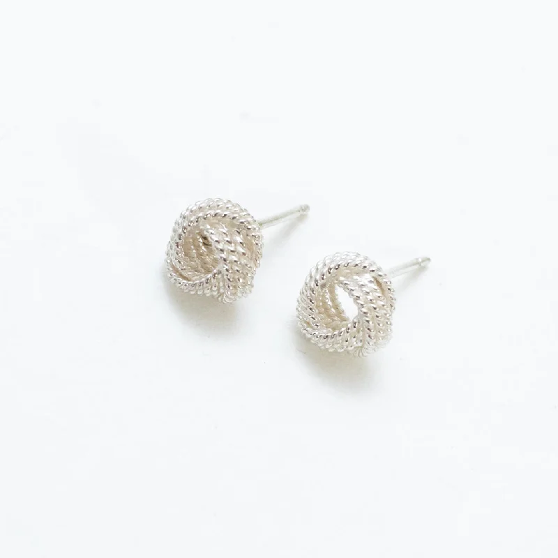 women's gold hoop earrings -Silver Knot Studs