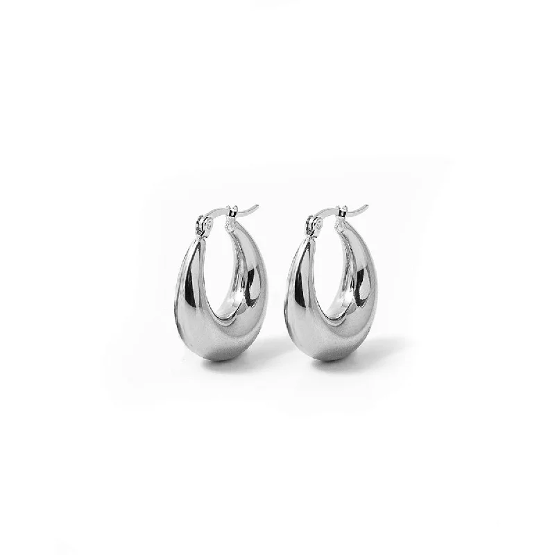 women's chunky hoop earrings -Silver Oculus Hoops