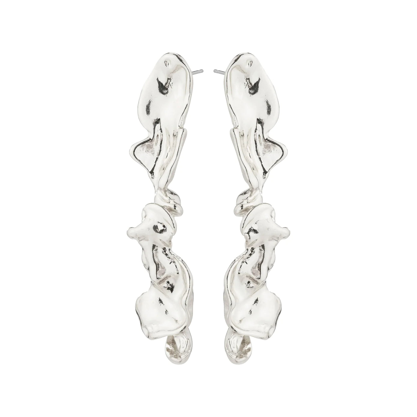 women's flower drop earrings -Pulse Silver Plated Earrings