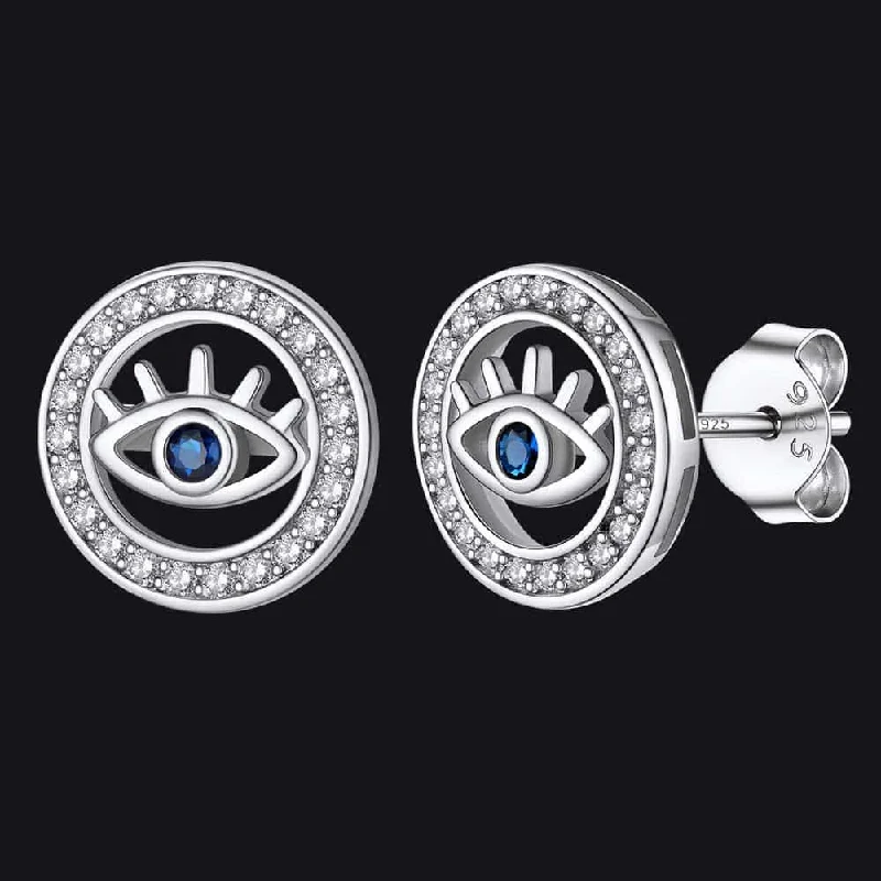 women's feather earrings -Flash Sale Evil Eye Stud Earrings in Sterling Silver