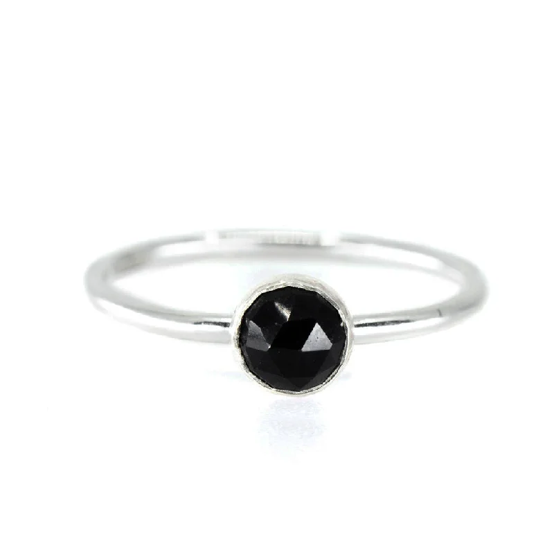 women's matching pendant necklaces -Medium Onyx Stacking Ring in Sterling Silver