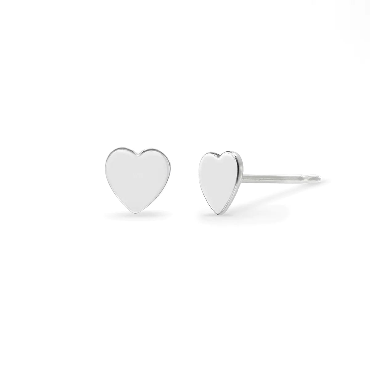 women's luxury earrings -Small Solid Silver Heart Studs