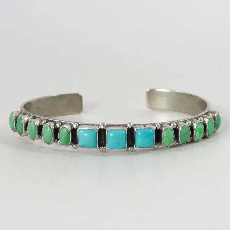 women's pearl bracelets -Turquoise and Variscite Cuff