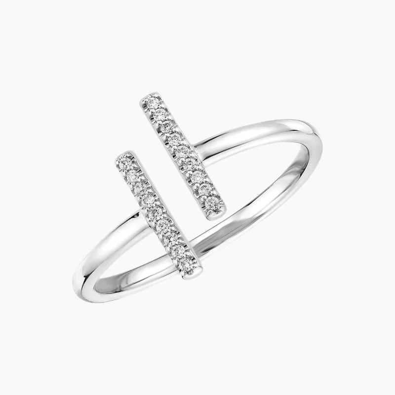 women's adjustable gemstone rings -Delicate Pavé Split Bar Fashion Ring