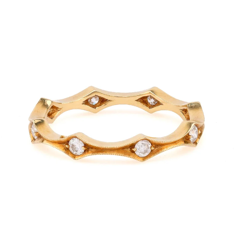 women's trendy necklaces -Vintage Diamond 18K Yellow Gold Eternity Ring