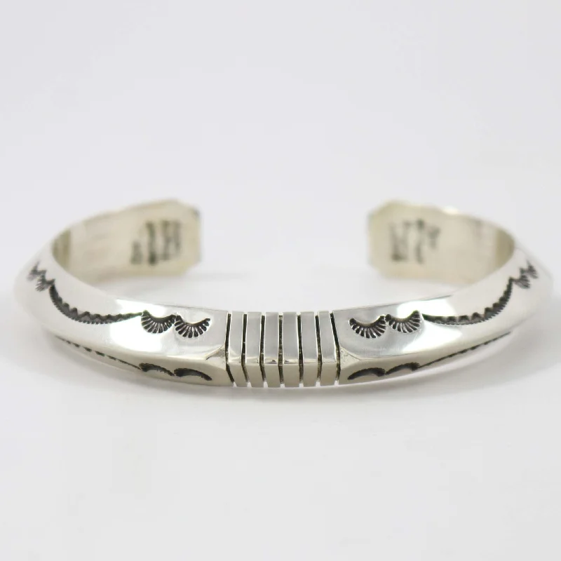 women's engraved bangles -Stamped Silver Cuff