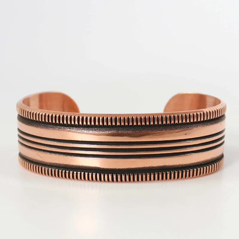 women's handmade bracelets -Stamped Copper Cuff