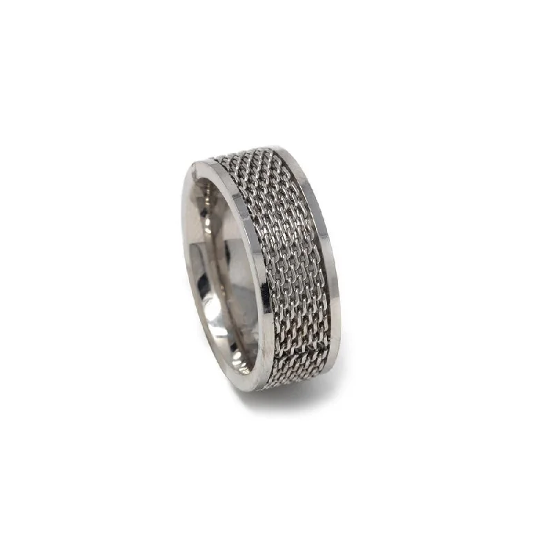 women's infinity rings -Men's Stainless Steel Mesh Ring