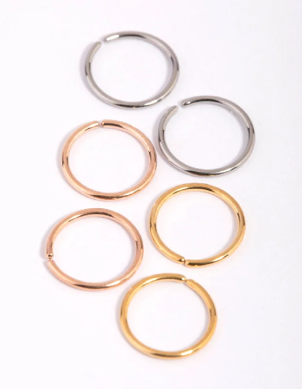 women's designer rings -Titanium Nose Ring 6-Pack