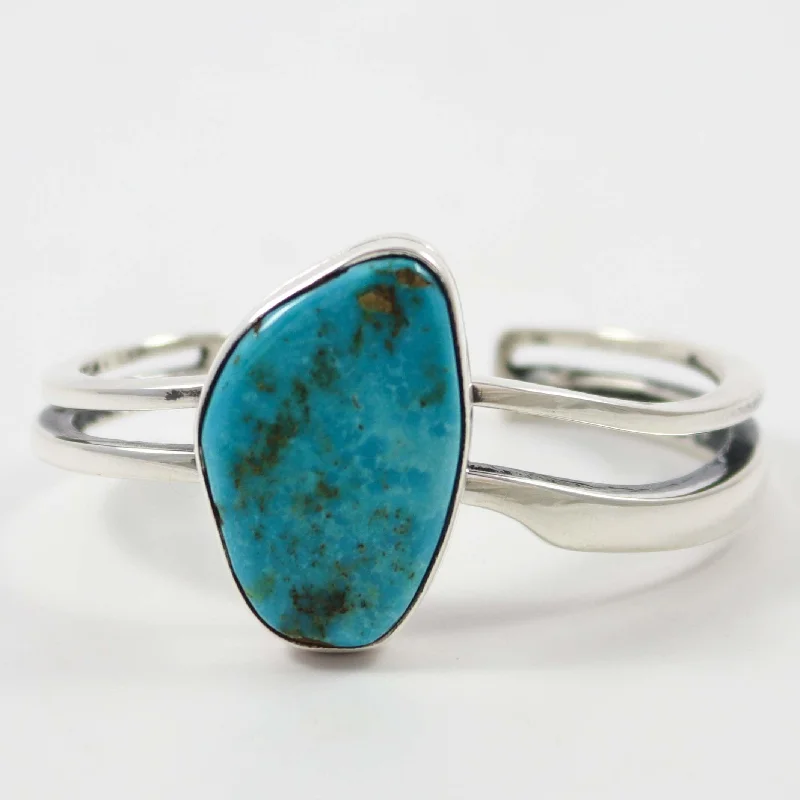 women's gold cuff bangles -Easter Blue Turquoise Cuff