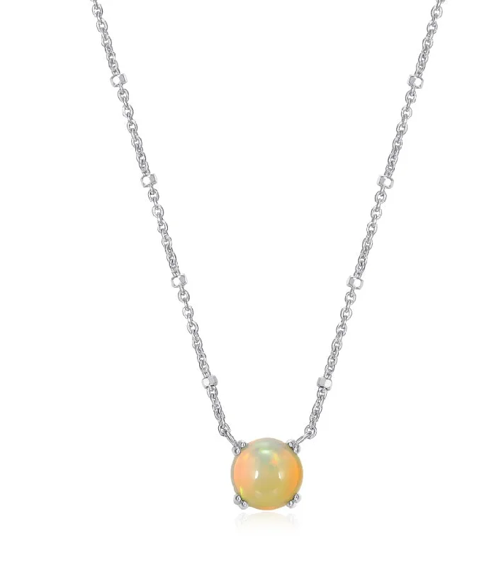 women's modern design necklaces -Sterling Silver Opal Necklace