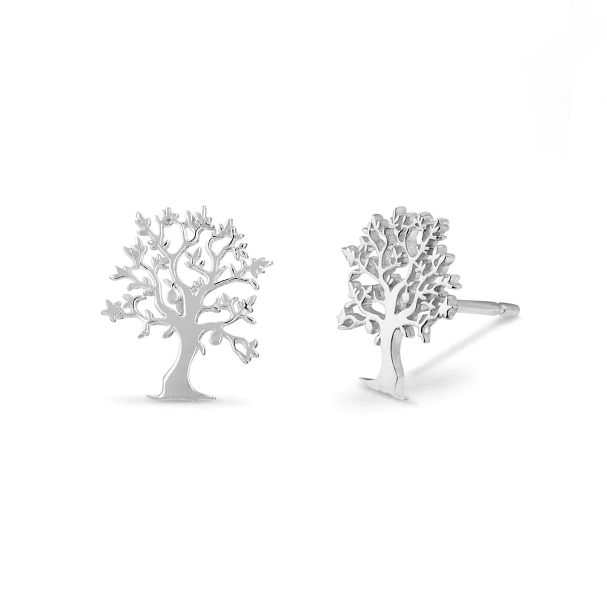 women's layered earrings -Silver Tree of Life Studs