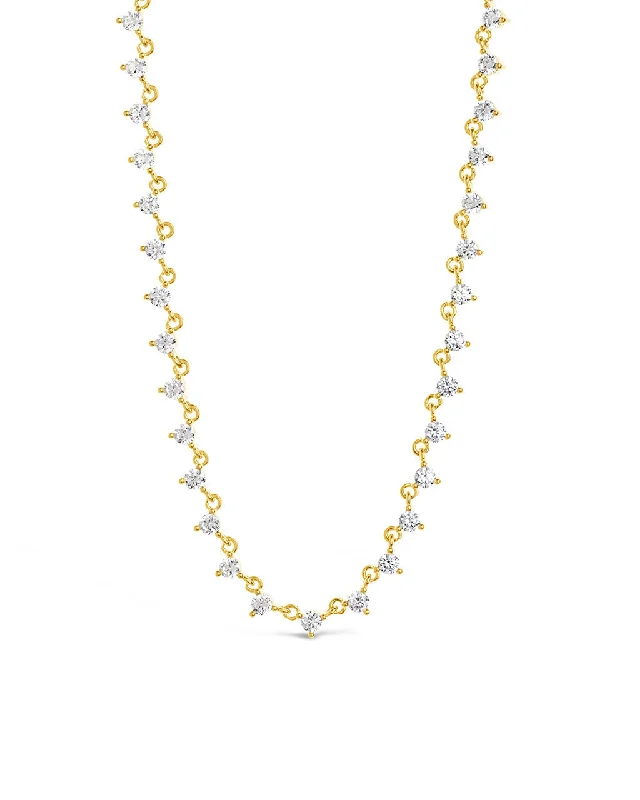 women's statement necklaces -Blaire Staggered CZ Tennis Necklace