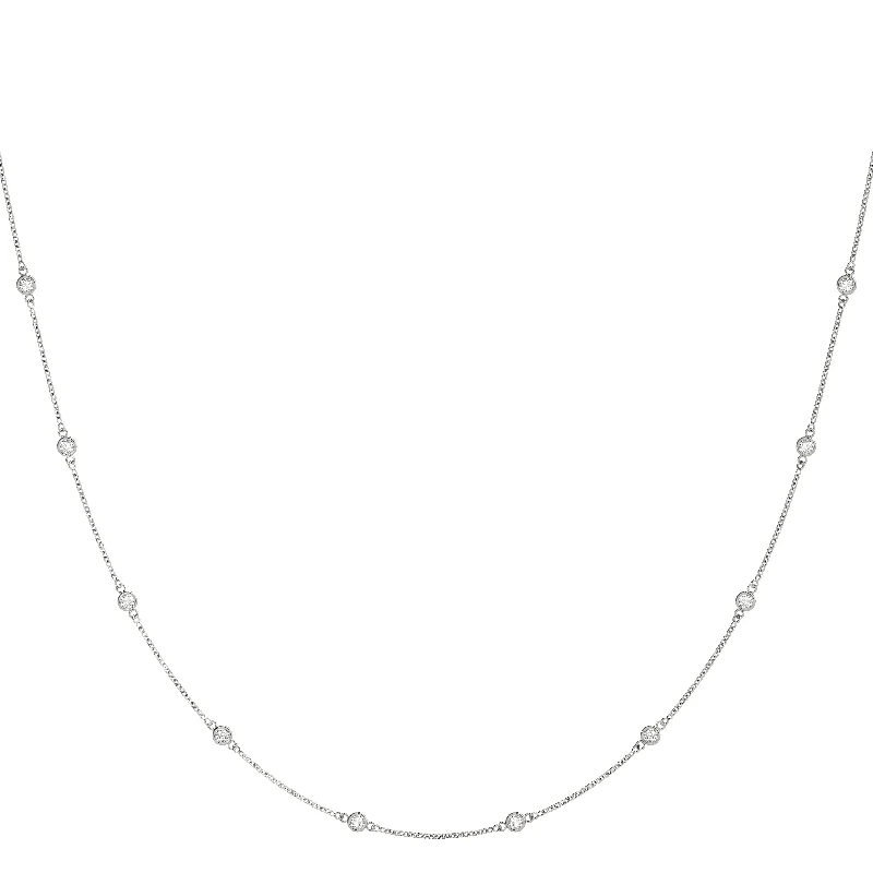 women's crystal pendant necklaces -14K Gold Diamonds on a Chain Diamond Necklace