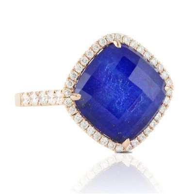 women's boho necklaces -Diamond & Royal Lapis Ring