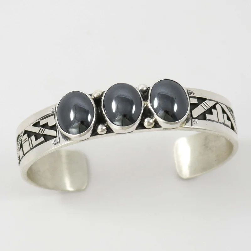 women's bridal bangles -Hematite Cuff