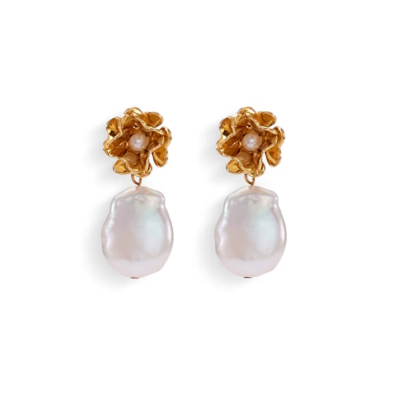 women's silver stud earrings -Penelope Freshwater Pearl Drop Earrings