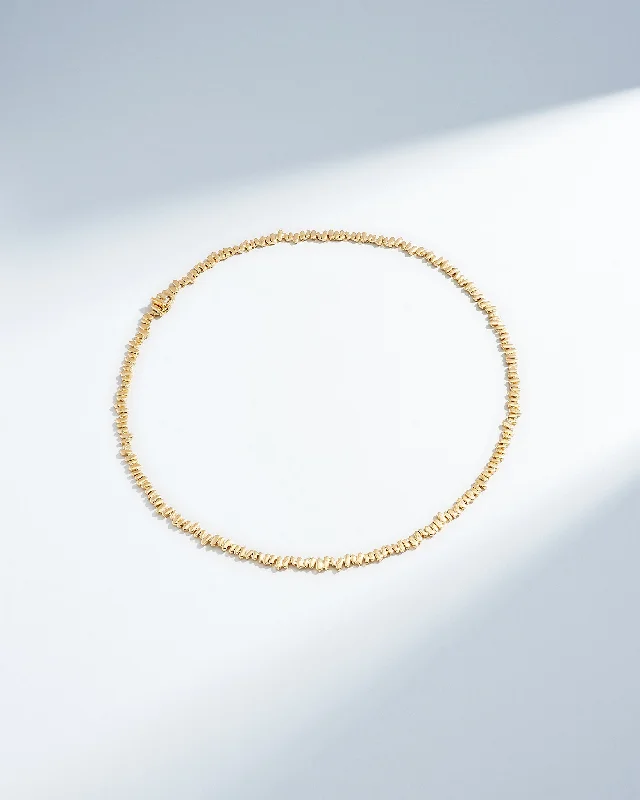 women's diamond-studded necklaces -Golden Tennis Necklace