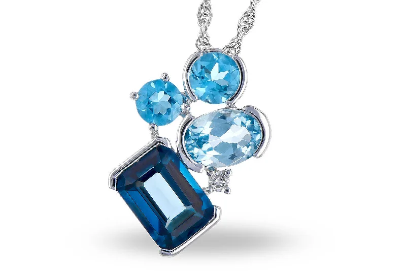 women's anniversary necklaces -14 Karat Blue Topaz Necklace