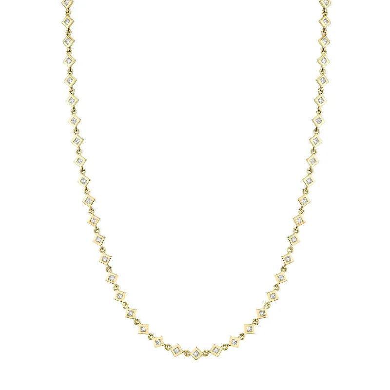 women's luxury statement necklaces -Princess Bezel Tennis Necklace