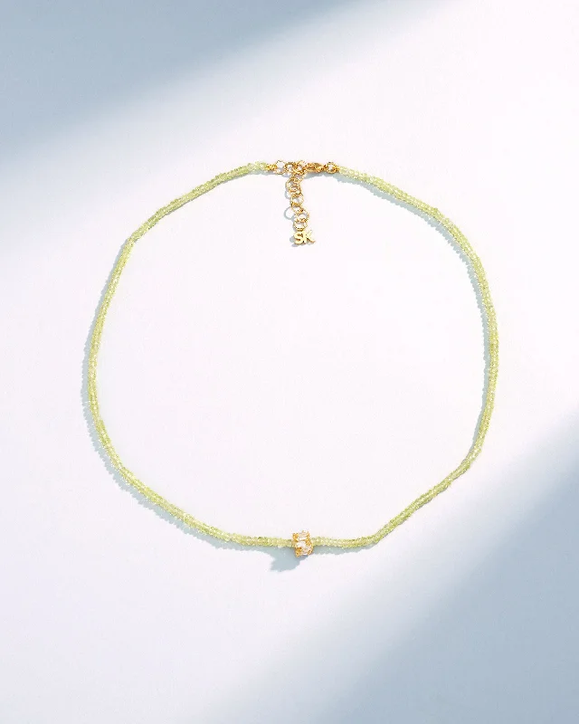 women's elegant gold necklaces -Infinite Beaded Chrysoberyl & Mini Diamond Rondelle Necklace