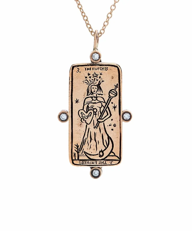 women's pendant chain necklaces -Diamond The Empress Tarot Card Necklace