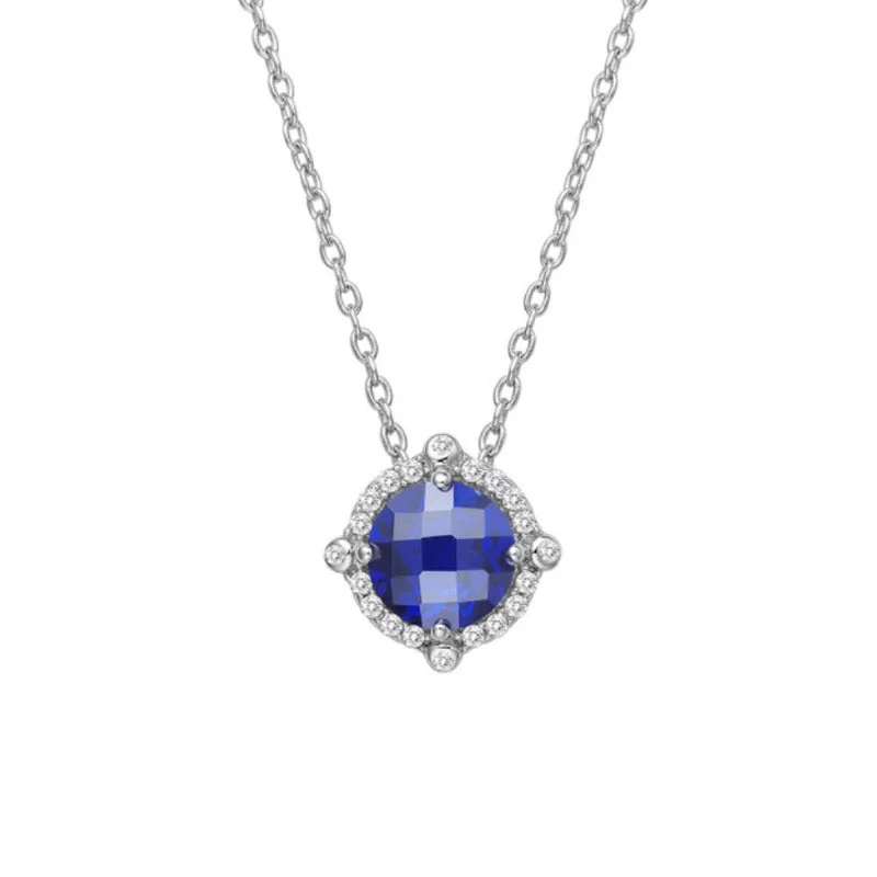 women's matching pendant necklaces -Sapphire and Lassaire Diamond Halo Pendant