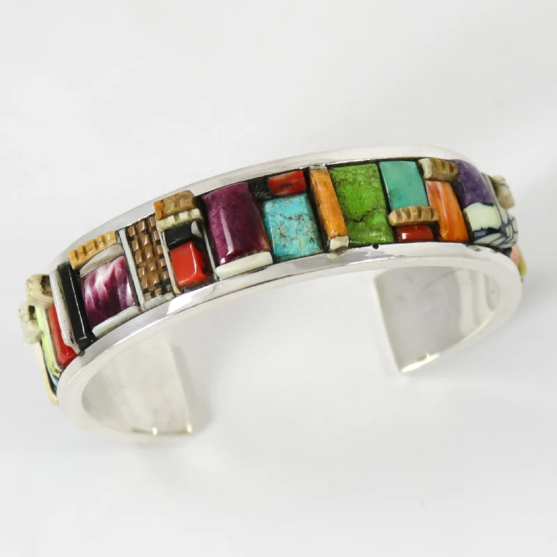 women's wrap bracelets -Colorful Inlay Cuff