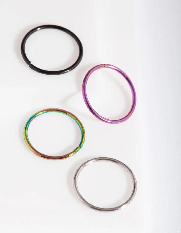 women's gold rings -Mixed Metal Nose Ring 4-Pack