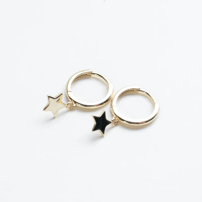 women's luxury stud earrings -Star Huggie Hoops