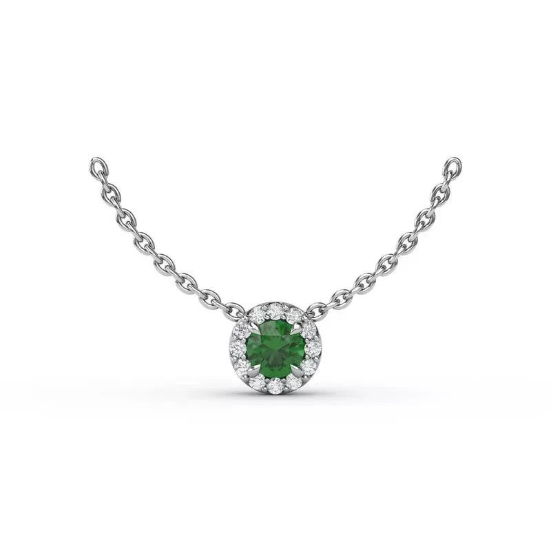 women's crystal necklaces -Classic Emerald and Diamond Pendant Necklace