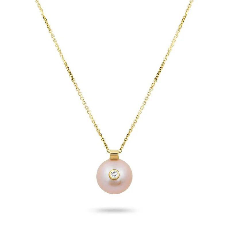 women's luxury gold necklaces -Everly Necklace, Pink Pearl