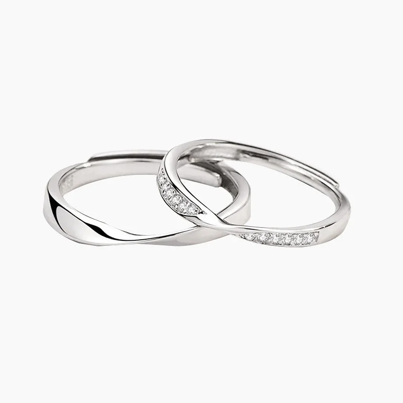 women's silver wedding bands -925 Sterling Silver Infinite Couple Rings